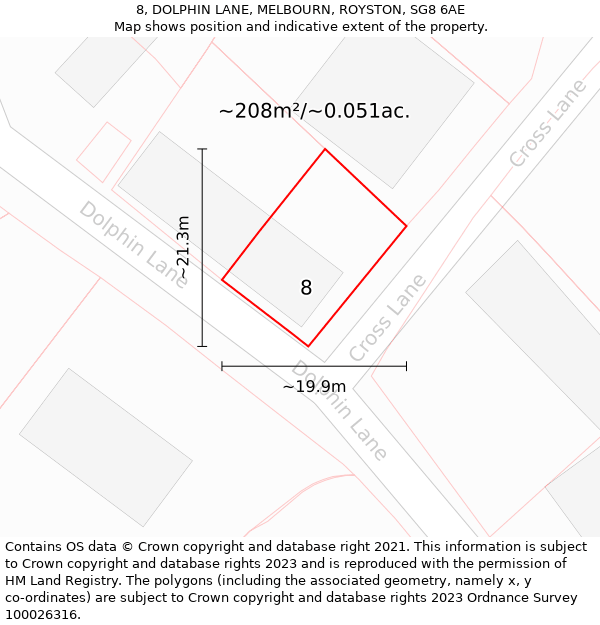 8, DOLPHIN LANE, MELBOURN, ROYSTON, SG8 6AE: Plot and title map