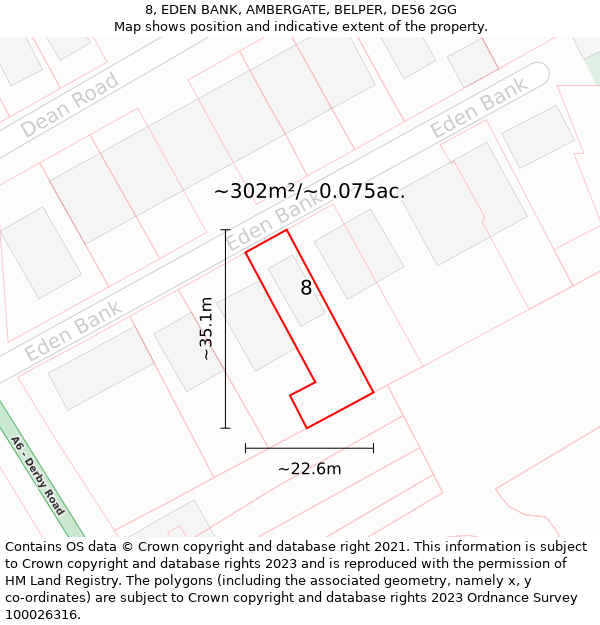 8, EDEN BANK, AMBERGATE, BELPER, DE56 2GG: Plot and title map