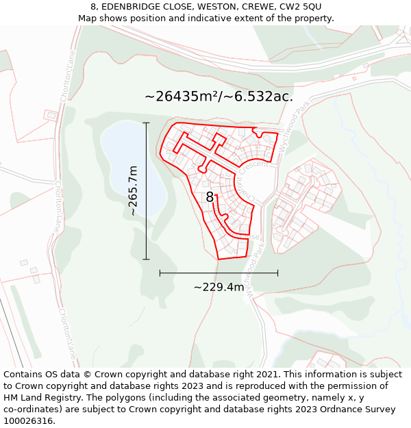 8, EDENBRIDGE CLOSE, WESTON, CREWE, CW2 5QU: Plot and title map