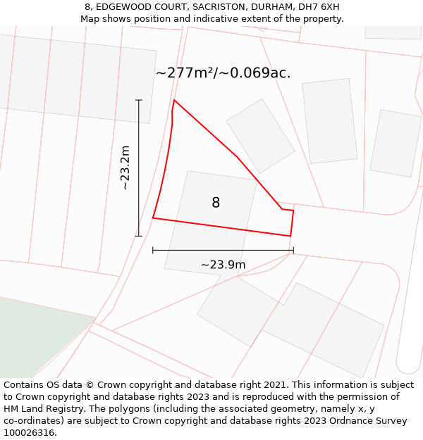 8, EDGEWOOD COURT, SACRISTON, DURHAM, DH7 6XH: Plot and title map