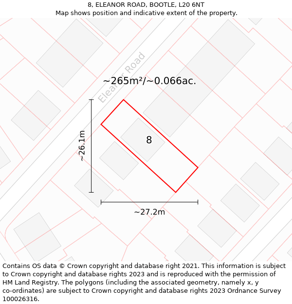 8, ELEANOR ROAD, BOOTLE, L20 6NT: Plot and title map