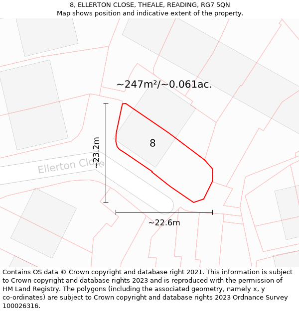 8, ELLERTON CLOSE, THEALE, READING, RG7 5QN: Plot and title map