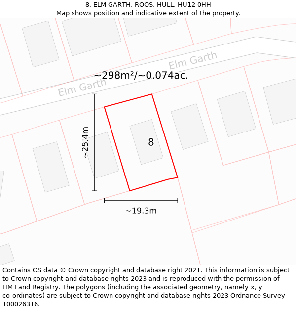 8, ELM GARTH, ROOS, HULL, HU12 0HH: Plot and title map