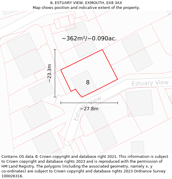 8, ESTUARY VIEW, EXMOUTH, EX8 3AX: Plot and title map