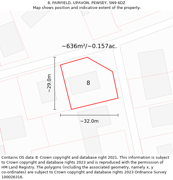 8, FAIRFIELD, UPAVON, PEWSEY, SN9 6DZ: Plot and title map