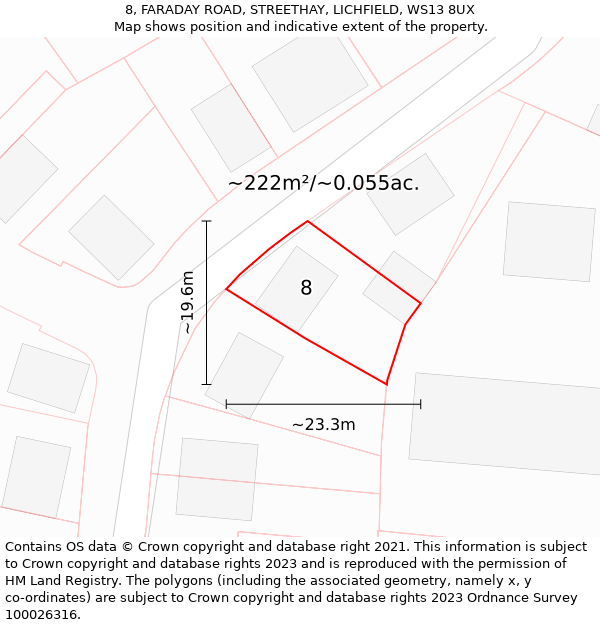 8, FARADAY ROAD, STREETHAY, LICHFIELD, WS13 8UX: Plot and title map