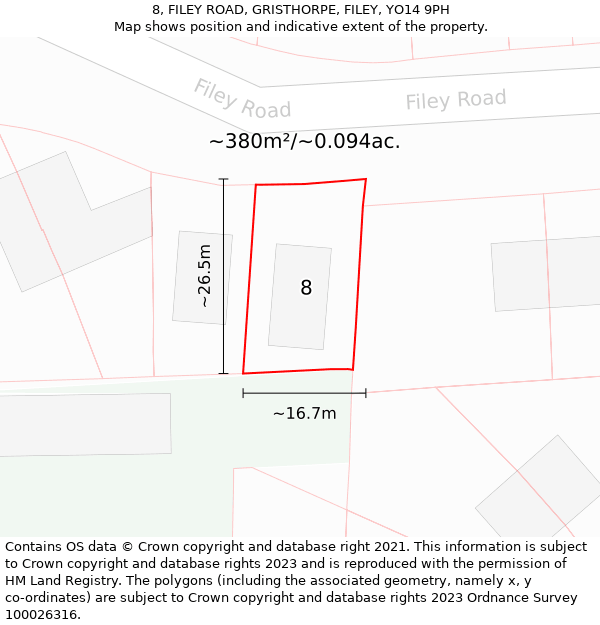 8, FILEY ROAD, GRISTHORPE, FILEY, YO14 9PH: Plot and title map