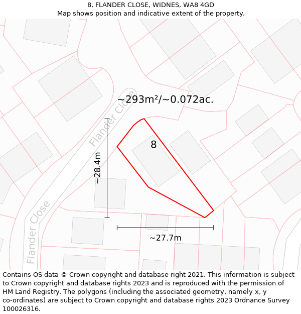 8, FLANDER CLOSE, WIDNES, WA8 4GD: Plot and title map