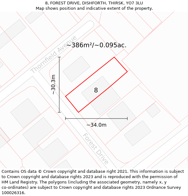 8, FOREST DRIVE, DISHFORTH, THIRSK, YO7 3LU: Plot and title map