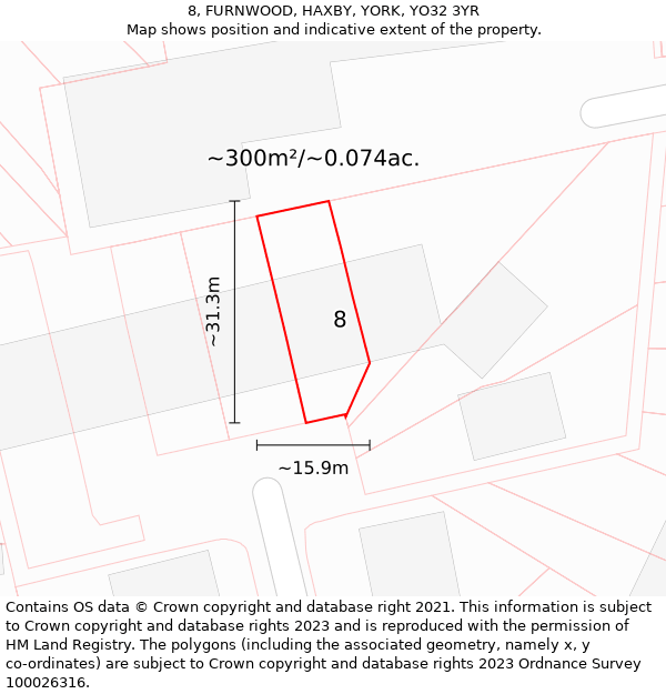 8, FURNWOOD, HAXBY, YORK, YO32 3YR: Plot and title map