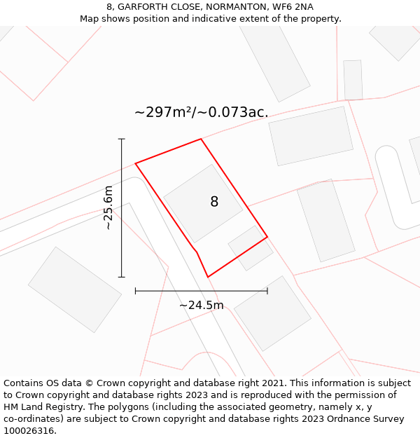 8, GARFORTH CLOSE, NORMANTON, WF6 2NA: Plot and title map