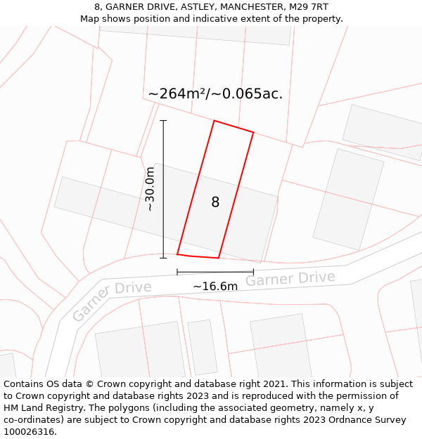 8, GARNER DRIVE, ASTLEY, MANCHESTER, M29 7RT: Plot and title map