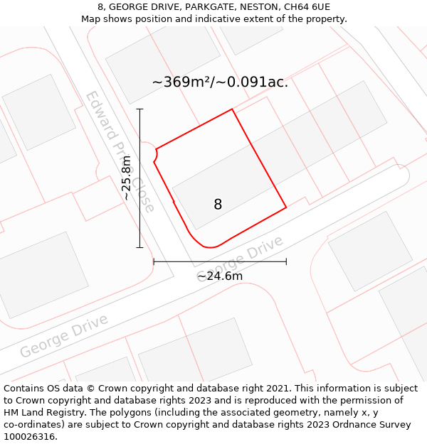 8, GEORGE DRIVE, PARKGATE, NESTON, CH64 6UE: Plot and title map