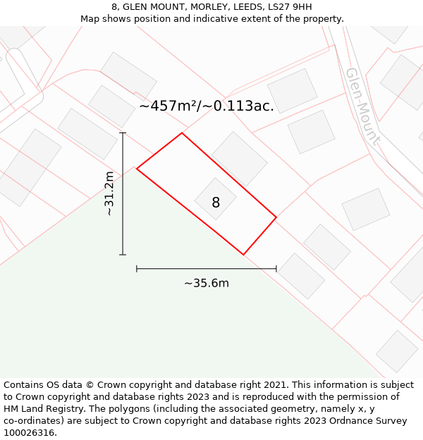 8, GLEN MOUNT, MORLEY, LEEDS, LS27 9HH: Plot and title map