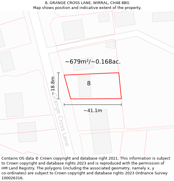 8, GRANGE CROSS LANE, WIRRAL, CH48 8BG: Plot and title map