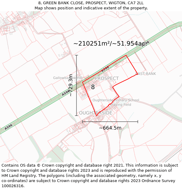 8, GREEN BANK CLOSE, PROSPECT, WIGTON, CA7 2LL: Plot and title map