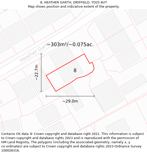 8, HEATHER GARTH, DRIFFIELD, YO25 6UT: Plot and title map