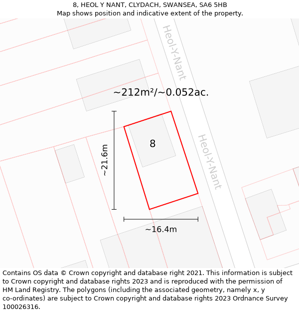 8, HEOL Y NANT, CLYDACH, SWANSEA, SA6 5HB: Plot and title map