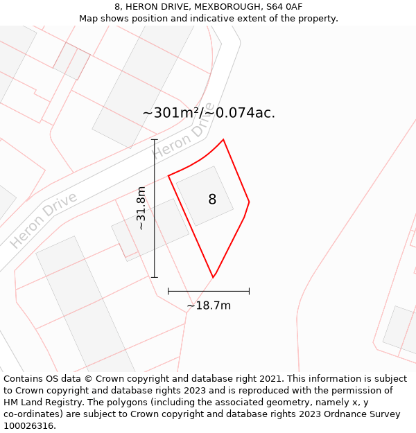 8, HERON DRIVE, MEXBOROUGH, S64 0AF: Plot and title map