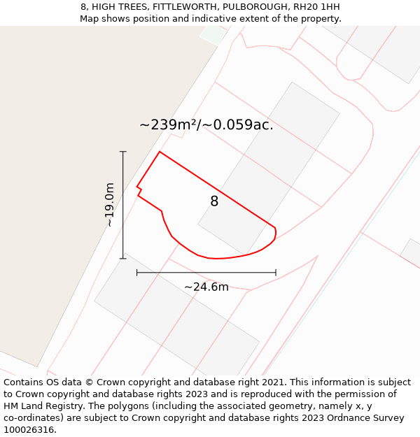 8, HIGH TREES, FITTLEWORTH, PULBOROUGH, RH20 1HH: Plot and title map