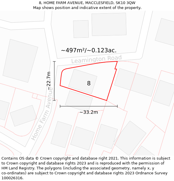 8, HOME FARM AVENUE, MACCLESFIELD, SK10 3QW: Plot and title map