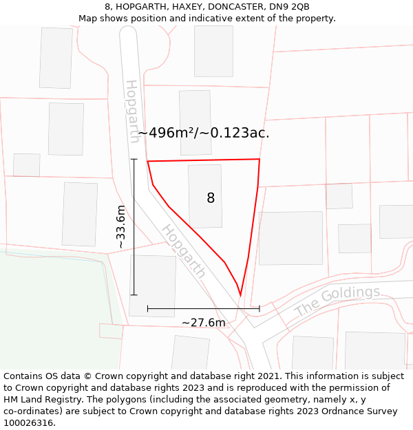 8, HOPGARTH, HAXEY, DONCASTER, DN9 2QB: Plot and title map