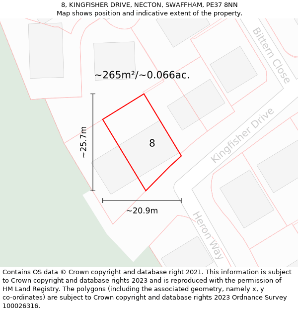 8, KINGFISHER DRIVE, NECTON, SWAFFHAM, PE37 8NN: Plot and title map