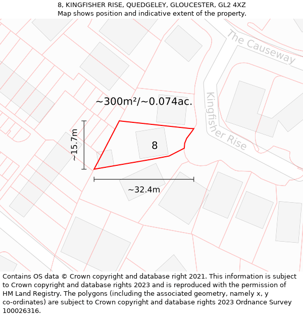 8, KINGFISHER RISE, QUEDGELEY, GLOUCESTER, GL2 4XZ: Plot and title map