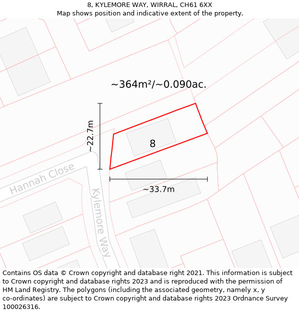 8, KYLEMORE WAY, WIRRAL, CH61 6XX: Plot and title map