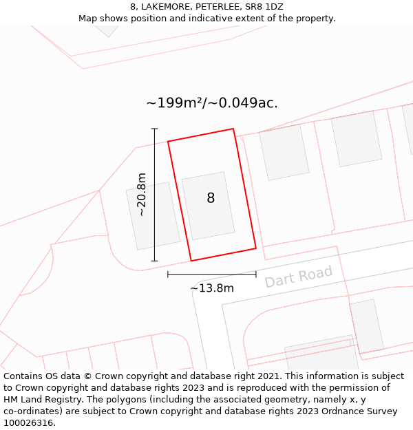 8, LAKEMORE, PETERLEE, SR8 1DZ: Plot and title map