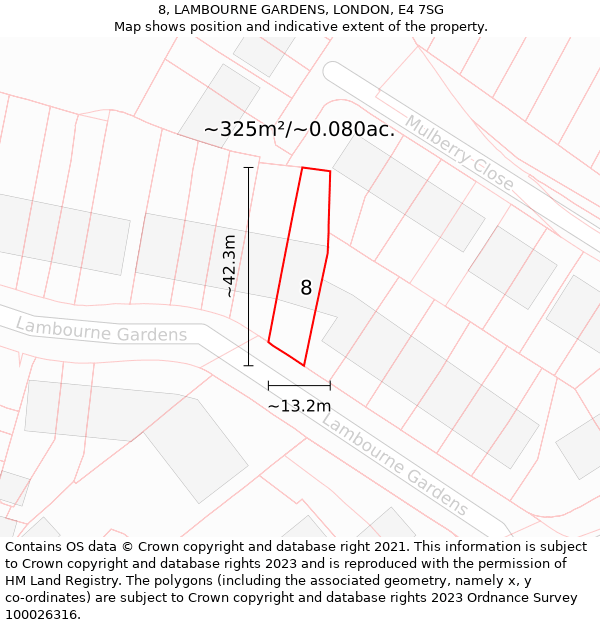 8, LAMBOURNE GARDENS, LONDON, E4 7SG: Plot and title map