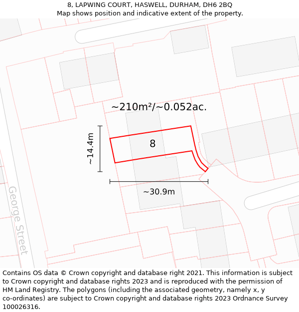 8, LAPWING COURT, HASWELL, DURHAM, DH6 2BQ: Plot and title map