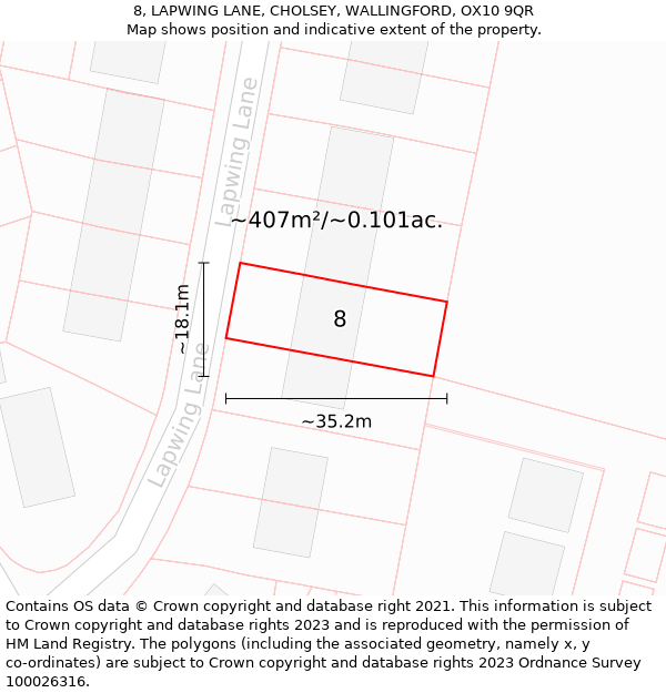 8, LAPWING LANE, CHOLSEY, WALLINGFORD, OX10 9QR: Plot and title map