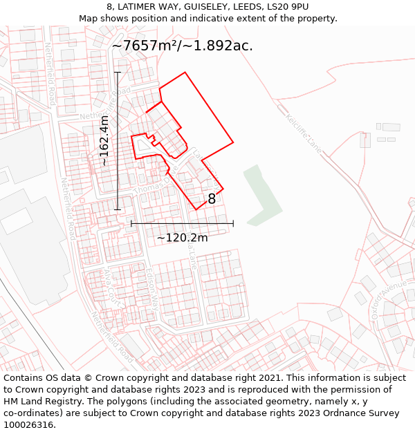 8, LATIMER WAY, GUISELEY, LEEDS, LS20 9PU: Plot and title map