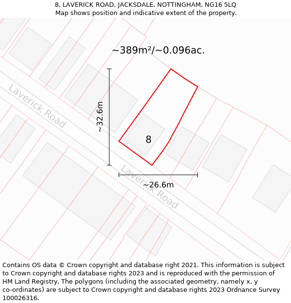 8, LAVERICK ROAD, JACKSDALE, NOTTINGHAM, NG16 5LQ: Plot and title map