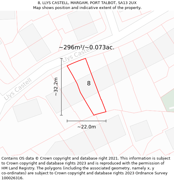 8, LLYS CASTELL, MARGAM, PORT TALBOT, SA13 2UX: Plot and title map