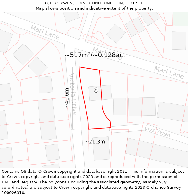 8, LLYS YWEN, LLANDUDNO JUNCTION, LL31 9FF: Plot and title map