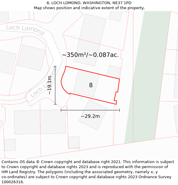 8, LOCH LOMOND, WASHINGTON, NE37 1PD: Plot and title map