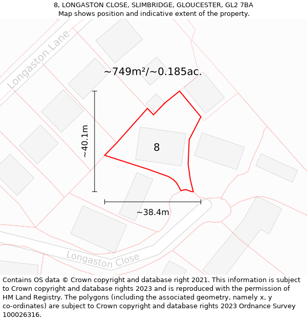 8, LONGASTON CLOSE, SLIMBRIDGE, GLOUCESTER, GL2 7BA: Plot and title map