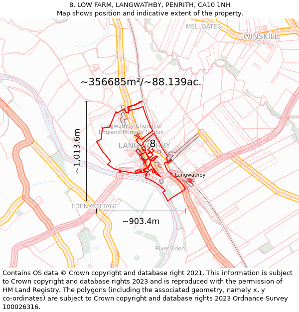 8, LOW FARM, LANGWATHBY, PENRITH, CA10 1NH: Plot and title map