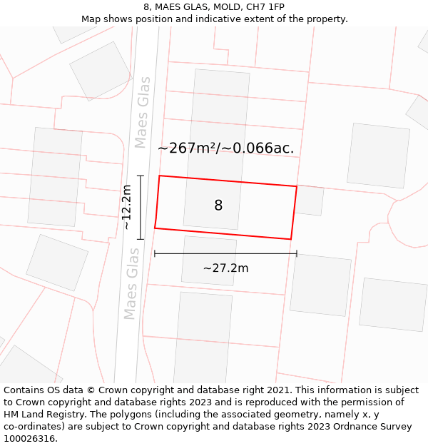 8, MAES GLAS, MOLD, CH7 1FP: Plot and title map