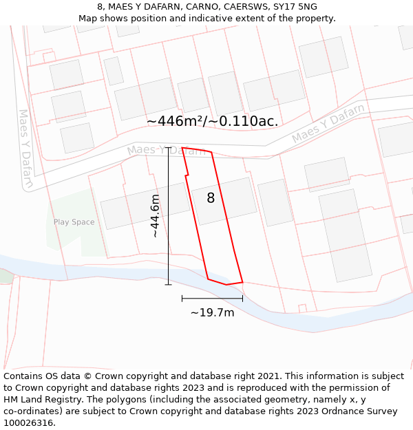 8, MAES Y DAFARN, CARNO, CAERSWS, SY17 5NG: Plot and title map