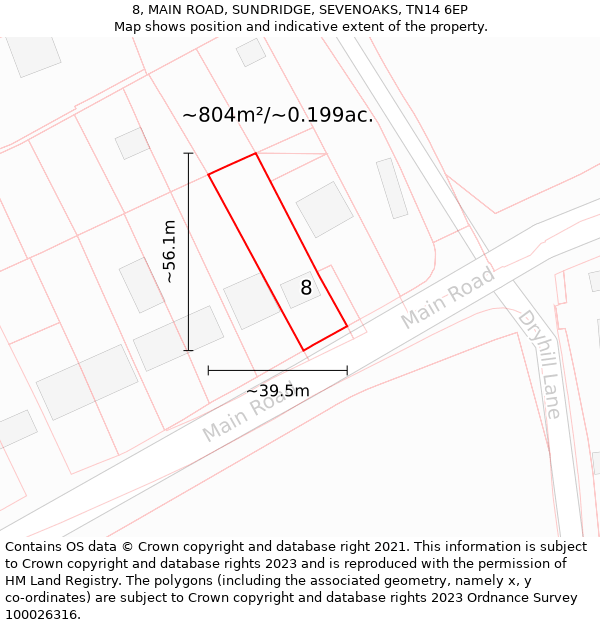 8, MAIN ROAD, SUNDRIDGE, SEVENOAKS, TN14 6EP: Plot and title map