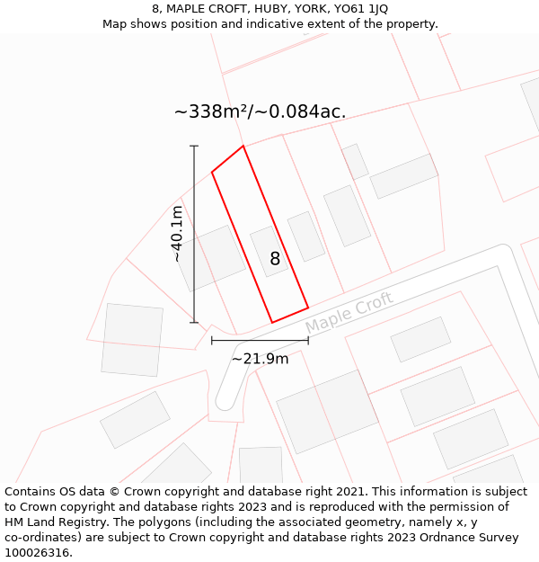 8, MAPLE CROFT, HUBY, YORK, YO61 1JQ: Plot and title map