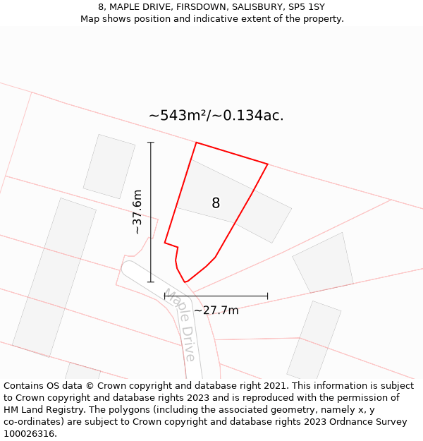 8, MAPLE DRIVE, FIRSDOWN, SALISBURY, SP5 1SY: Plot and title map