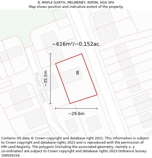 8, MAPLE GARTH, MELMERBY, RIPON, HG4 5PA: Plot and title map