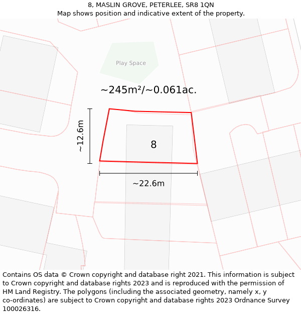 8, MASLIN GROVE, PETERLEE, SR8 1QN: Plot and title map