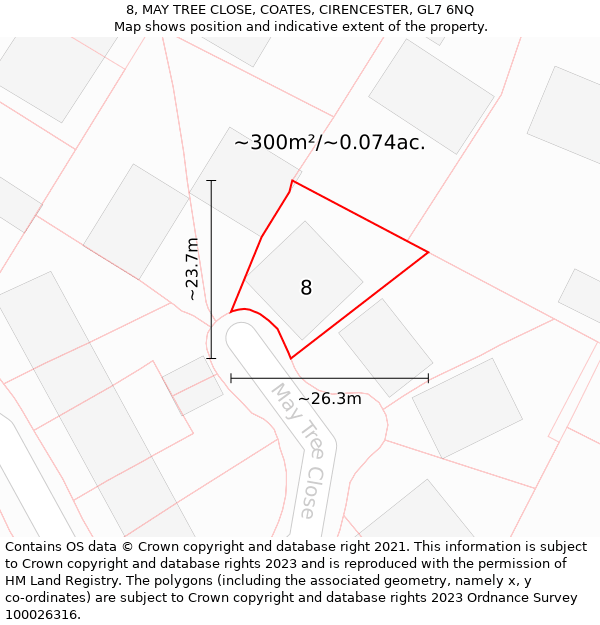 8, MAY TREE CLOSE, COATES, CIRENCESTER, GL7 6NQ: Plot and title map