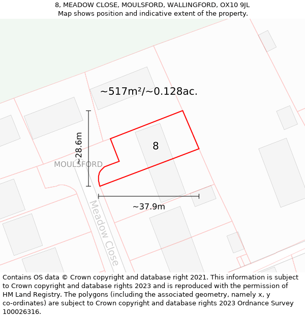 8, MEADOW CLOSE, MOULSFORD, WALLINGFORD, OX10 9JL: Plot and title map