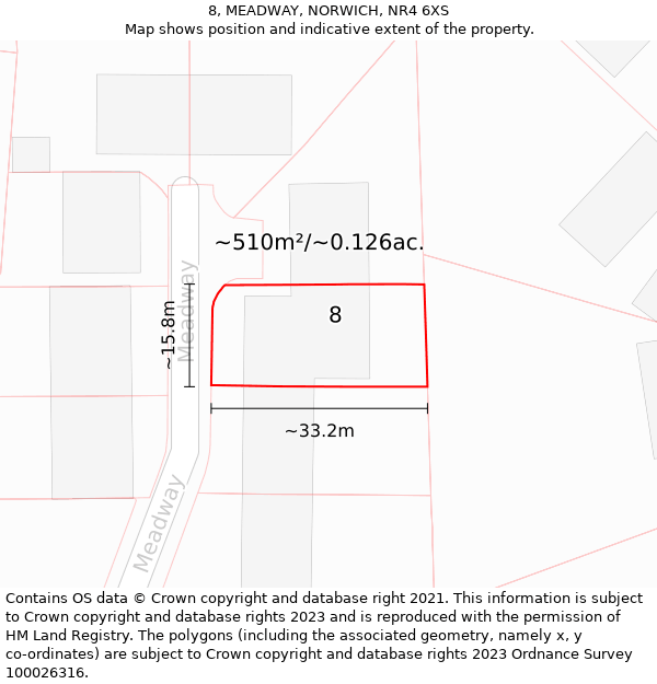 8, MEADWAY, NORWICH, NR4 6XS: Plot and title map